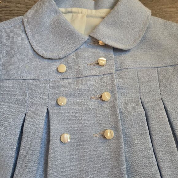 Authentic Vintage Toddler 2T Pea Coat Light Blue Pearl-Toned Buttons ILGWU Union - Picture 2 of 7